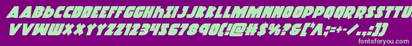 Racketsquadsuperital Font – Green Fonts on Purple Background