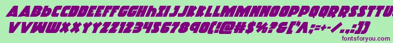 Racketsquadsuperital Font – Purple Fonts on Green Background