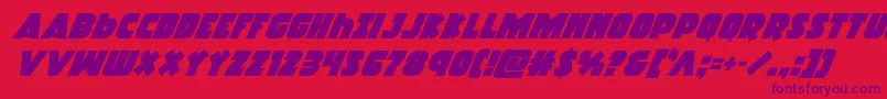フォントRacketsquadsuperital – 赤い背景に紫のフォント