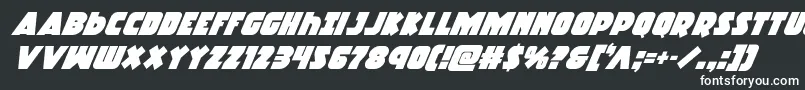Шрифт Racketsquadsuperital – белые шрифты на чёрном фоне