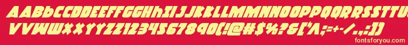 Racketsquadsuperital Font – Yellow Fonts on Red Background
