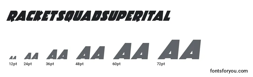 Racketsquadsuperital Font Sizes