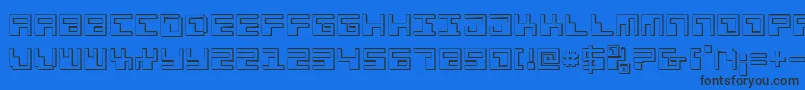 Phaser Bank 3D-Schriftart – Schwarze Schriften auf blauem Hintergrund