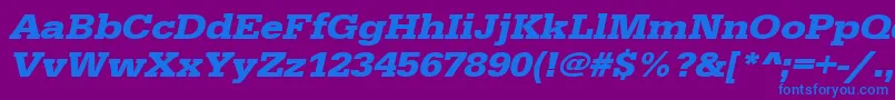 Шрифт UrwegyptiennetextwidBoldOblique – синие шрифты на фиолетовом фоне