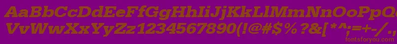 Шрифт UrwegyptiennetextwidBoldOblique – коричневые шрифты на фиолетовом фоне