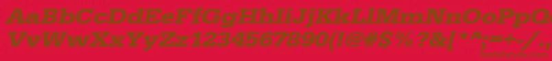 フォントUrwegyptiennetextwidBoldOblique – 赤い背景に茶色の文字
