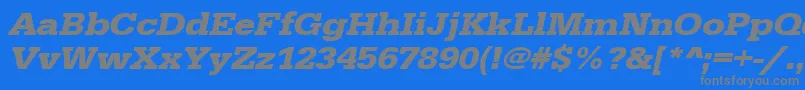 UrwegyptiennetextwidBoldOblique-fontti – harmaat kirjasimet sinisellä taustalla