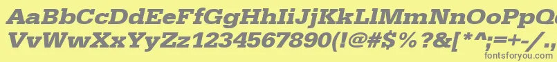 Шрифт UrwegyptiennetextwidBoldOblique – серые шрифты на жёлтом фоне