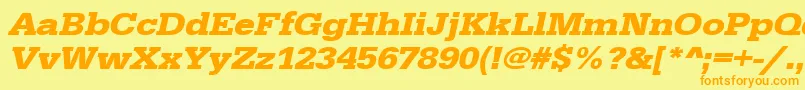 フォントUrwegyptiennetextwidBoldOblique – オレンジの文字が黄色の背景にあります。