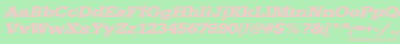 Шрифт UrwegyptiennetextwidBoldOblique – розовые шрифты на зелёном фоне