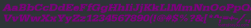 Шрифт UrwegyptiennetextwidBoldOblique – фиолетовые шрифты на чёрном фоне