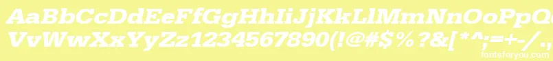 UrwegyptiennetextwidBoldOblique-fontti – valkoiset fontit keltaisella taustalla