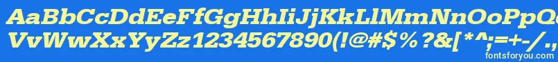 UrwegyptiennetextwidBoldOblique-fontti – keltaiset fontit sinisellä taustalla
