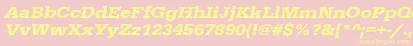 UrwegyptiennetextwidBoldOblique-fontti – keltaiset fontit vaaleanpunaisella taustalla