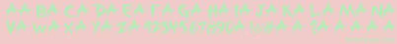 Broken-Schriftart – Grüne Schriften auf rosa Hintergrund