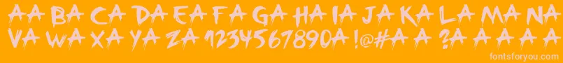 Broken-Schriftart – Rosa Schriften auf orangefarbenem Hintergrund