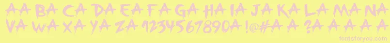 Broken-Schriftart – Rosa Schriften auf gelbem Hintergrund