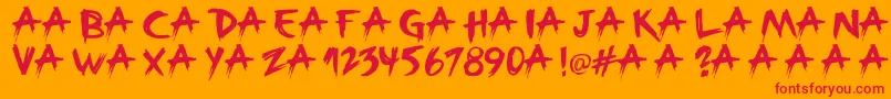 フォントBroken – オレンジの背景に赤い文字