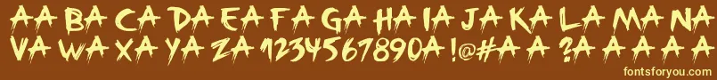 Broken-Schriftart – Gelbe Schriften auf braunem Hintergrund