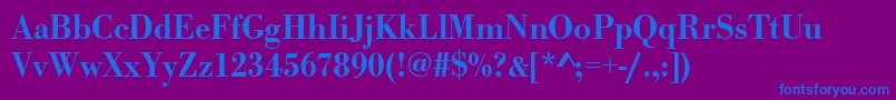 Urwbodonitmednar-Schriftart – Blaue Schriften auf violettem Hintergrund