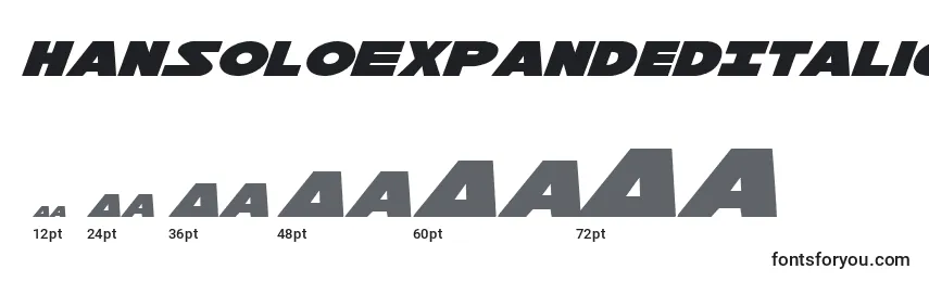 Размеры шрифта HanSoloExpandedItalic