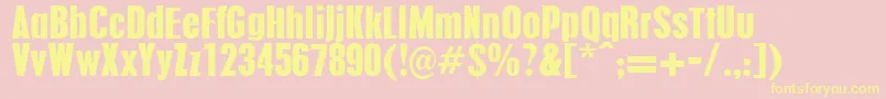 Pilsenplakat-Schriftart – Gelbe Schriften auf rosa Hintergrund