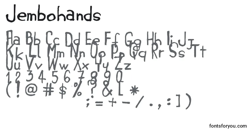 Schriftart Jembohands – Alphabet, Zahlen, spezielle Symbole
