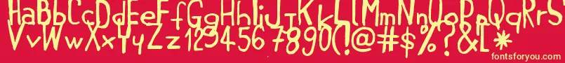 Jembohands Font – Yellow Fonts on Red Background