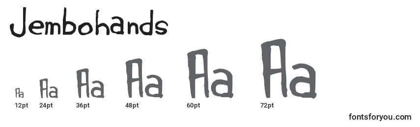 Размеры шрифта Jembohands