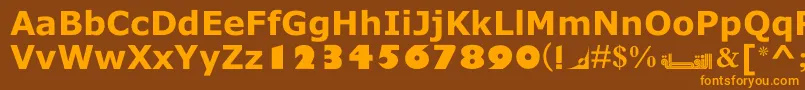 フォントMotkenNoqtaIi – オレンジ色の文字が茶色の背景にあります。