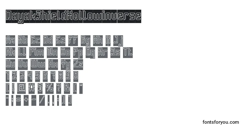 Шрифт DayakShieldHollowInverse – алфавит, цифры, специальные символы