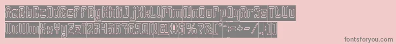 DayakShieldHollowInverse-fontti – harmaat kirjasimet vaaleanpunaisella taustalla