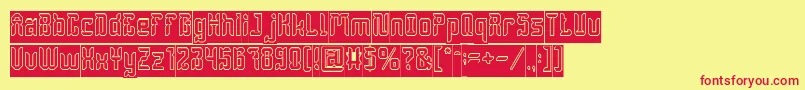 DayakShieldHollowInverse Font – Red Fonts on Yellow Background