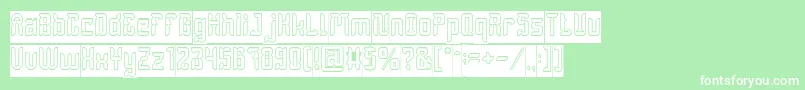 DayakShieldHollowInverse-fontti – valkoiset fontit vihreällä taustalla