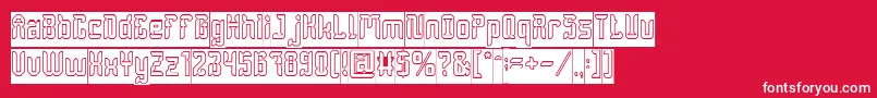 DayakShieldHollowInverse-Schriftart – Weiße Schriften auf rotem Hintergrund