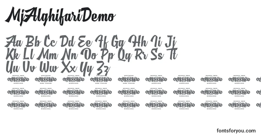 MjAlghifariDemo-fontti – aakkoset, numerot, erikoismerkit
