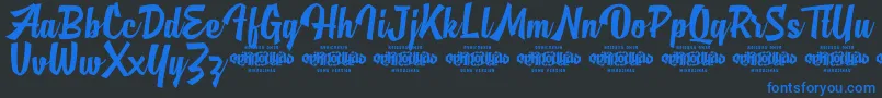 MjAlghifariDemo-fontti – siniset fontit mustalla taustalla