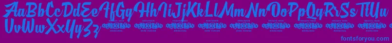 MjAlghifariDemo-fontti – siniset fontit violetilla taustalla