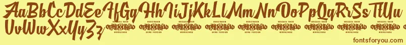 MjAlghifariDemo-fontti – ruskeat fontit keltaisella taustalla