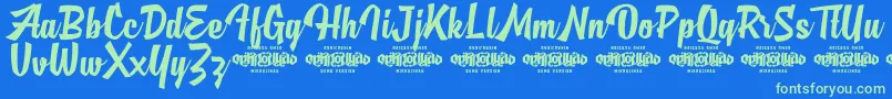 MjAlghifariDemo Font – Green Fonts on Blue Background