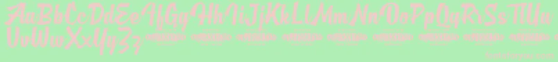 MjAlghifariDemo-fontti – vaaleanpunaiset fontit vihreällä taustalla