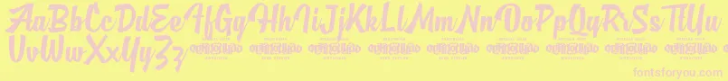 MjAlghifariDemo-Schriftart – Rosa Schriften auf gelbem Hintergrund