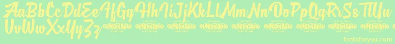 MjAlghifariDemo-fontti – keltaiset fontit vihreällä taustalla