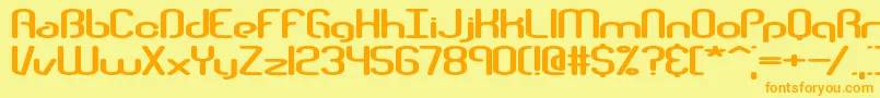 フォントTelephas – オレンジの文字が黄色の背景にあります。