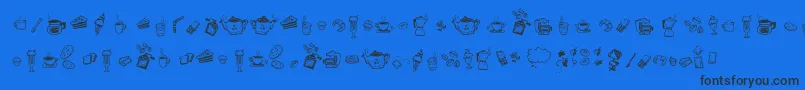 DoodleCoffeeScents Font – Black Fonts on Blue Background