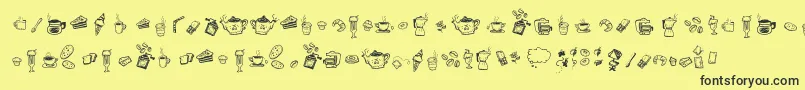 Fonte DoodleCoffeeScents – fontes pretas em um fundo amarelo