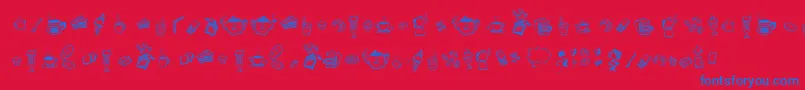 DoodleCoffeeScents Font – Blue Fonts on Red Background