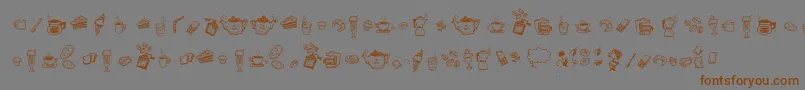 フォントDoodleCoffeeScents – 茶色の文字が灰色の背景にあります。