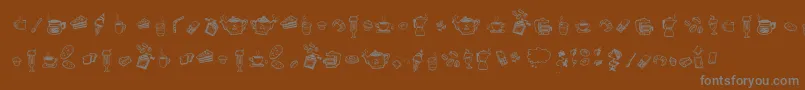 フォントDoodleCoffeeScents – 茶色の背景に灰色の文字