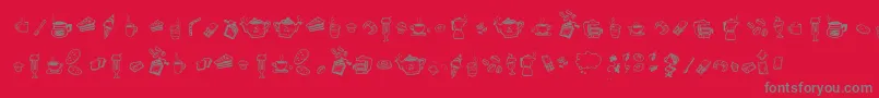 DoodleCoffeeScents Font – Gray Fonts on Red Background